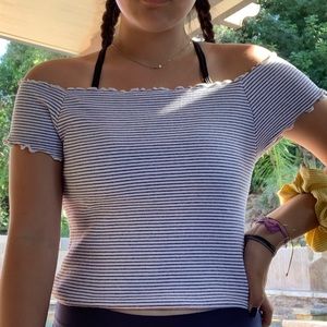 off the shoulder striped shirt